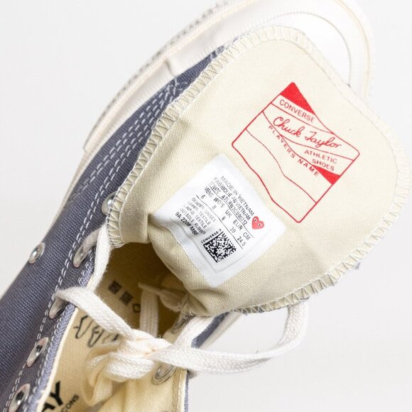 Converse x Comme des Garcons PLAY Heart High Top Sneakers Gray - Picture 15 of 16